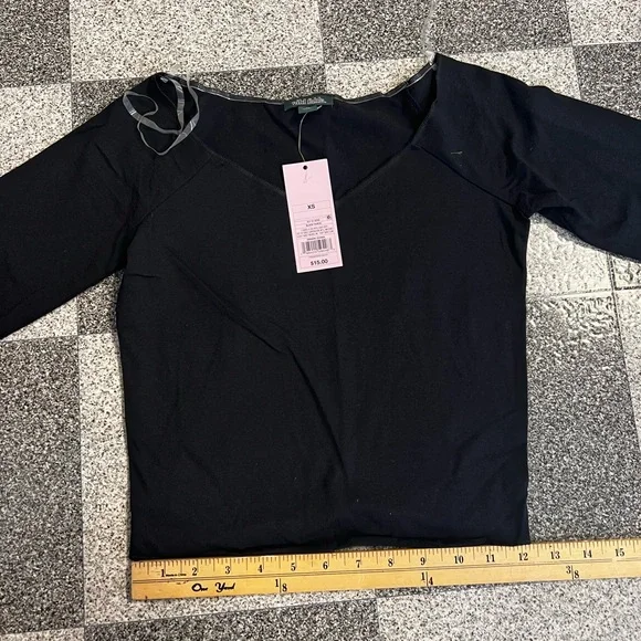 NWT Wild Fable Long Sleeve Black Cropped Top Size XS - Picture 5 of 8